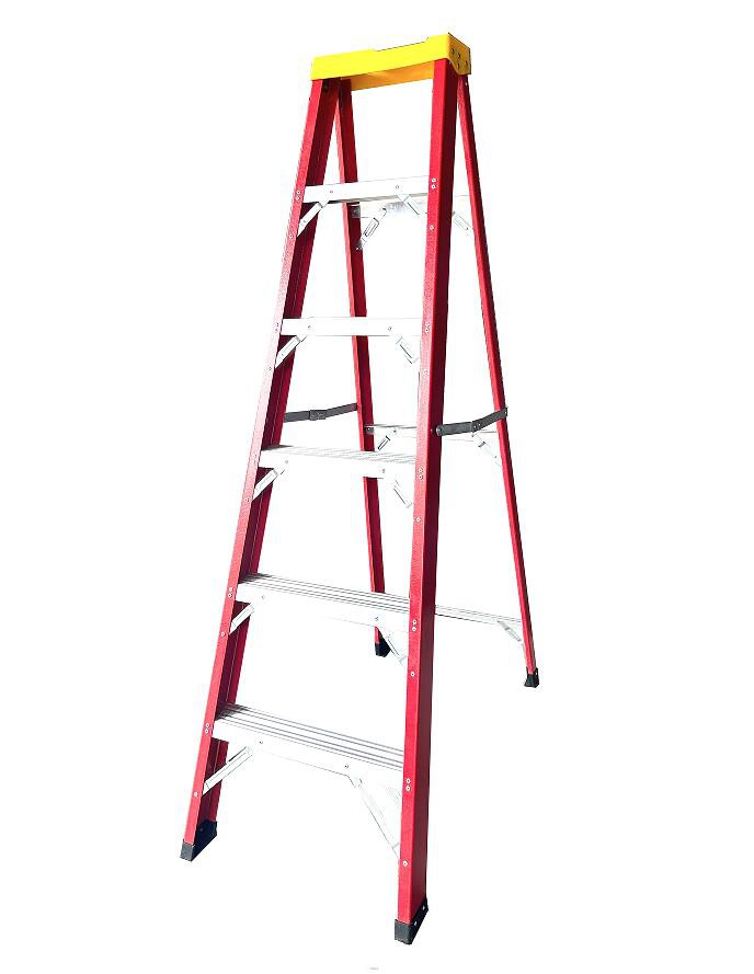 Plastic tool box 6 step fibreglass ladder